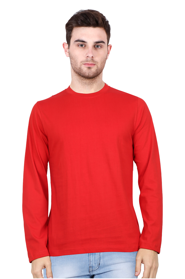 Male Round Neck Full Sleeve Tee Red