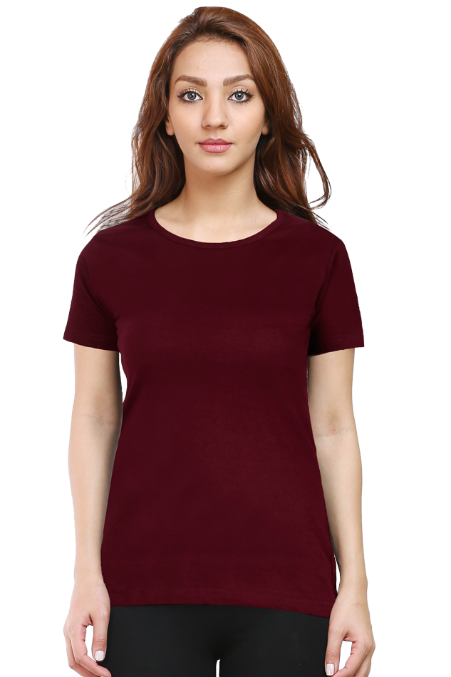 Female Round Neck Half Sleeve Classic T-Shirt Maroon