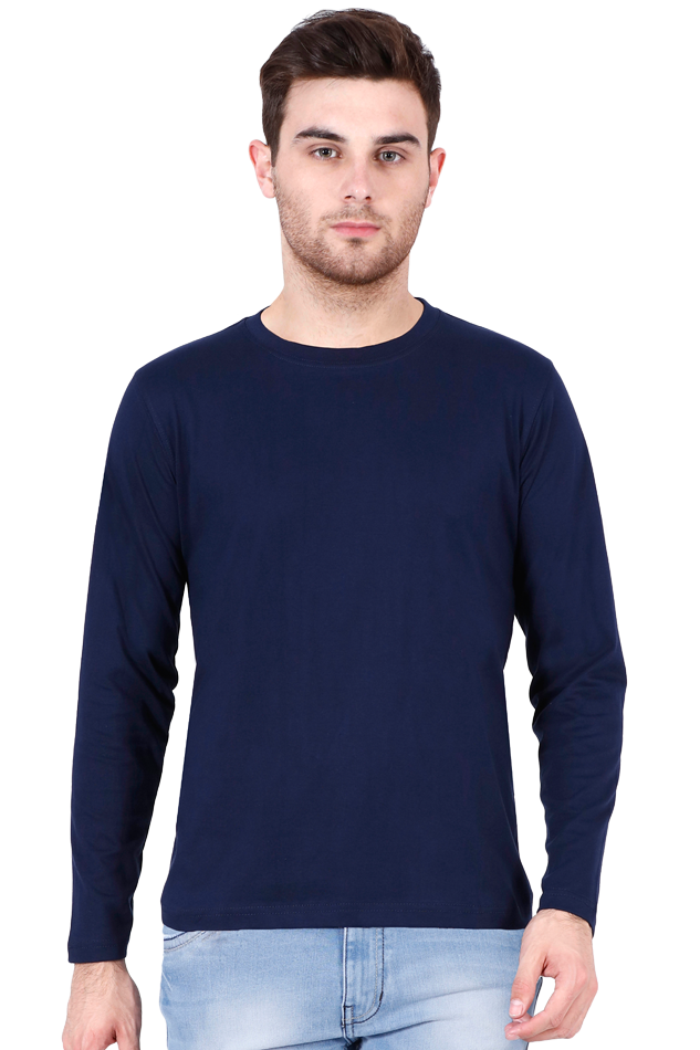 Male Round Neck Full Sleeve Tee Navy Blue