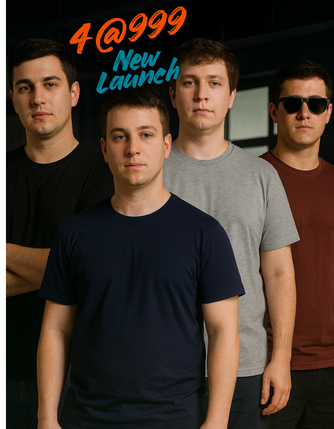 Buy 4 Unisex Round Neck Half Sleeves @ 999