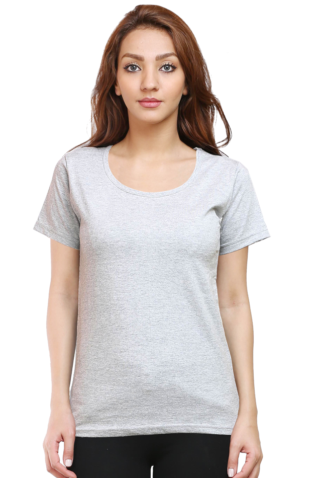 Female Round Neck Half Sleeve Classic T-Shirt Grey Melange