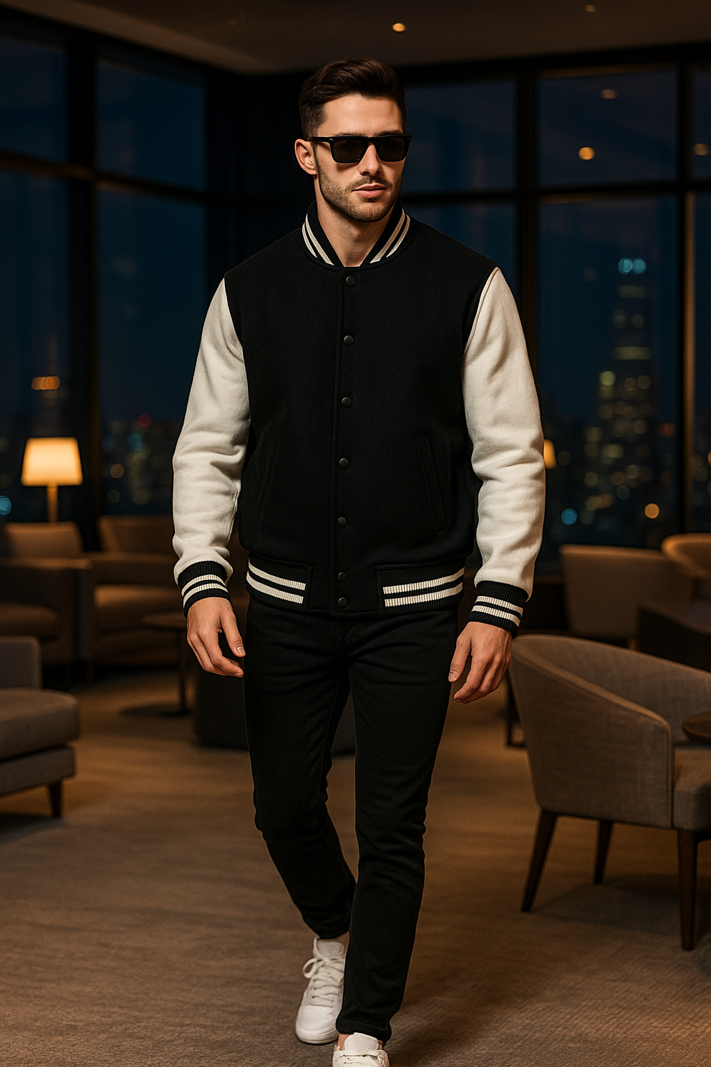 Unisex Varsity Jacket Luxury (Premium) Black