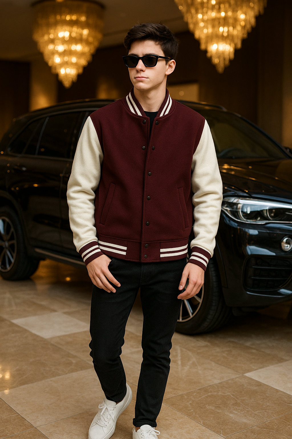 Unisex Varsity Jacket Luxury (Premium) Maroon