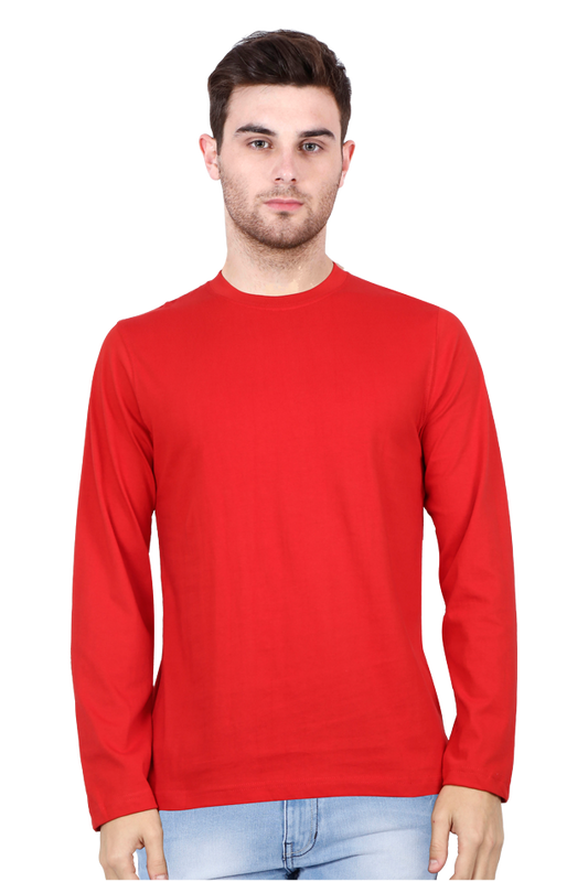 Male Round Neck Full Sleeve Tee Red
