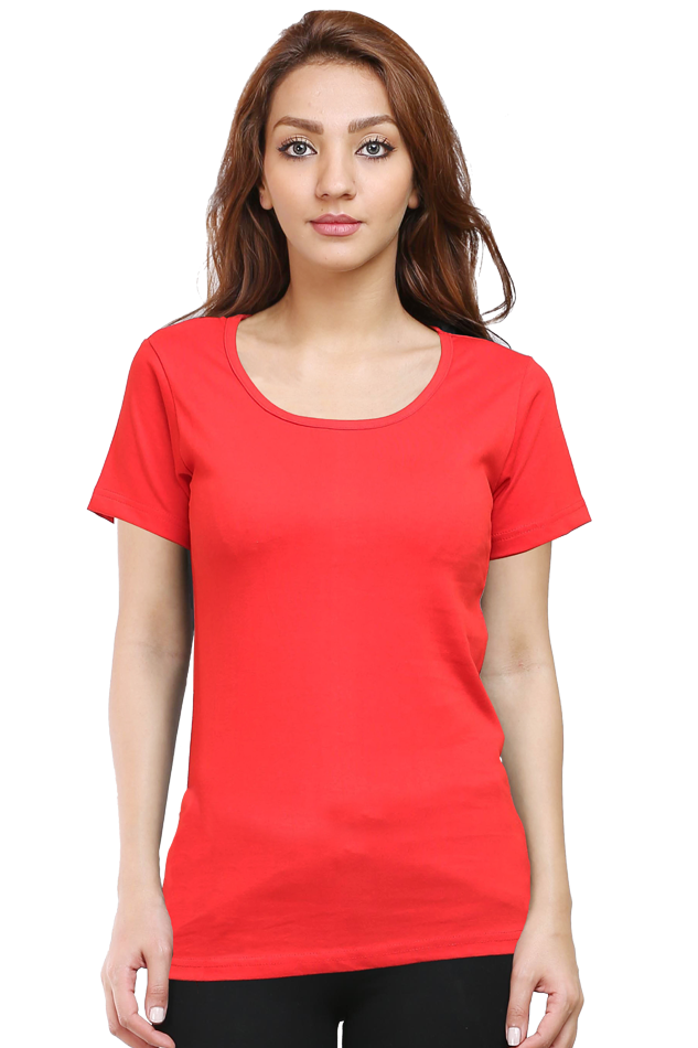 Female Round Neck Half Sleeve Classic T-Shirt Red
