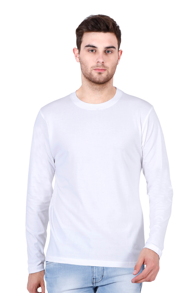 Male Round Neck Full Sleeve Tee White