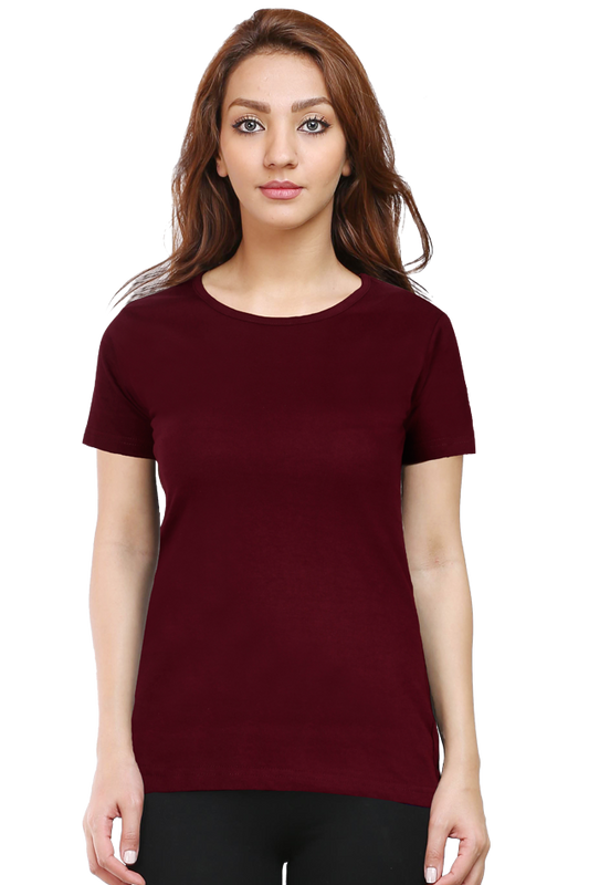 Female Round Neck Half Sleeve Classic T-Shirt Maroon
