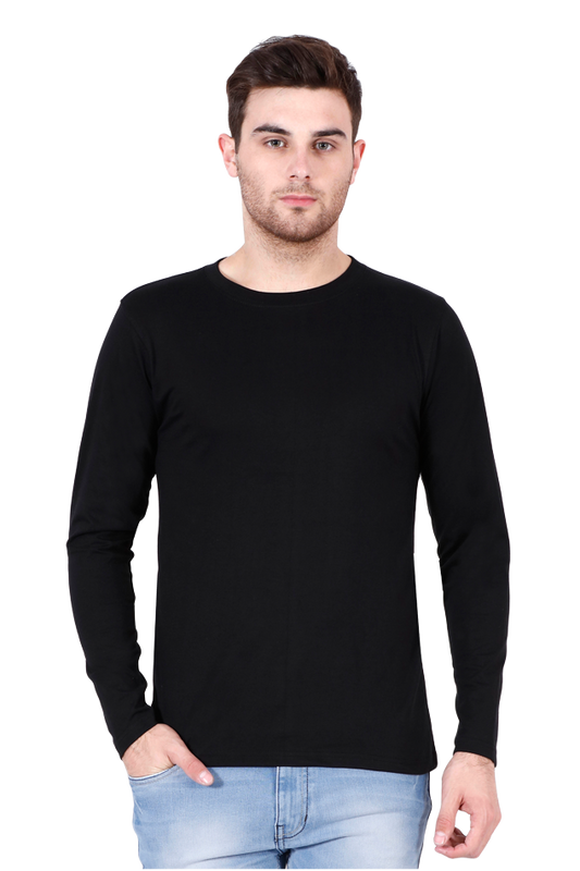 Male Round Neck Full Sleeve Tee Black