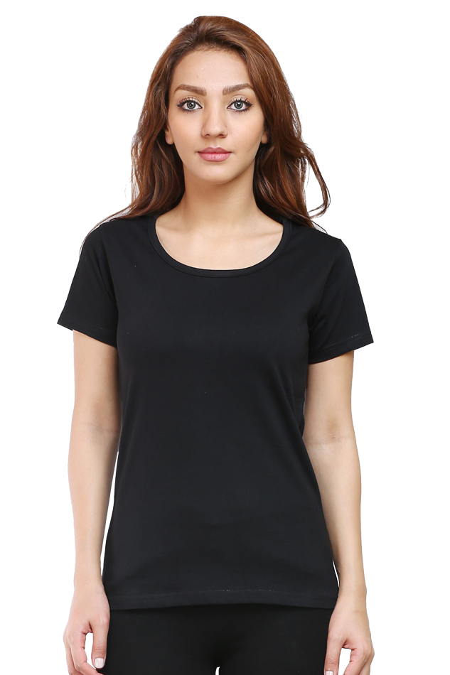 Female Round Neck Half Sleeve Classic T-Shirt Black