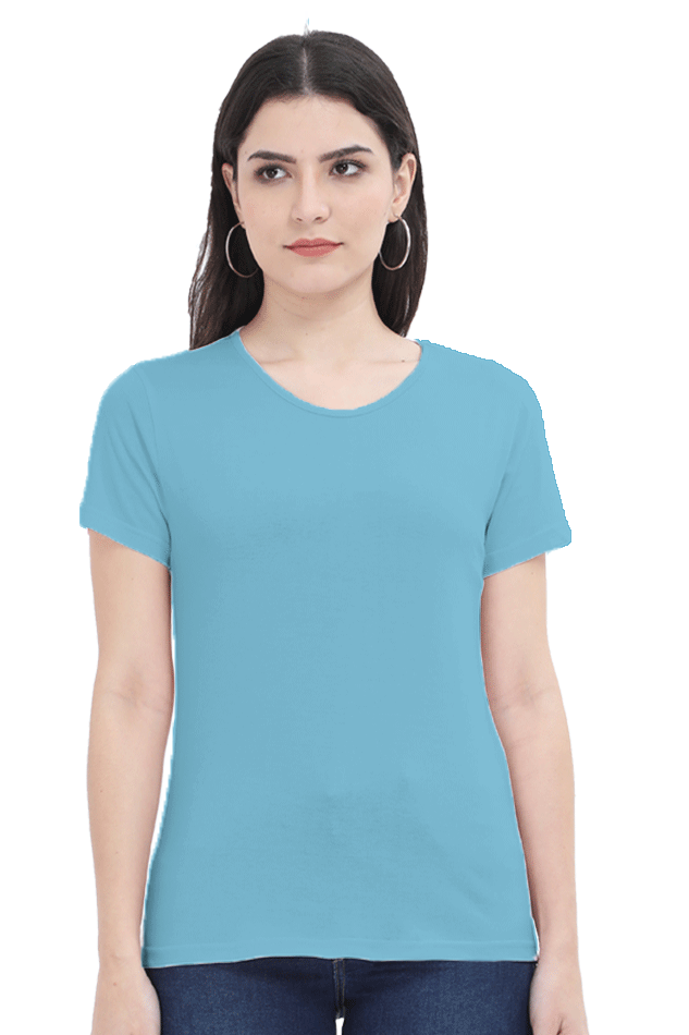 Female Round Neck Half Sleeve Classic T-Shirt New Sky Blue