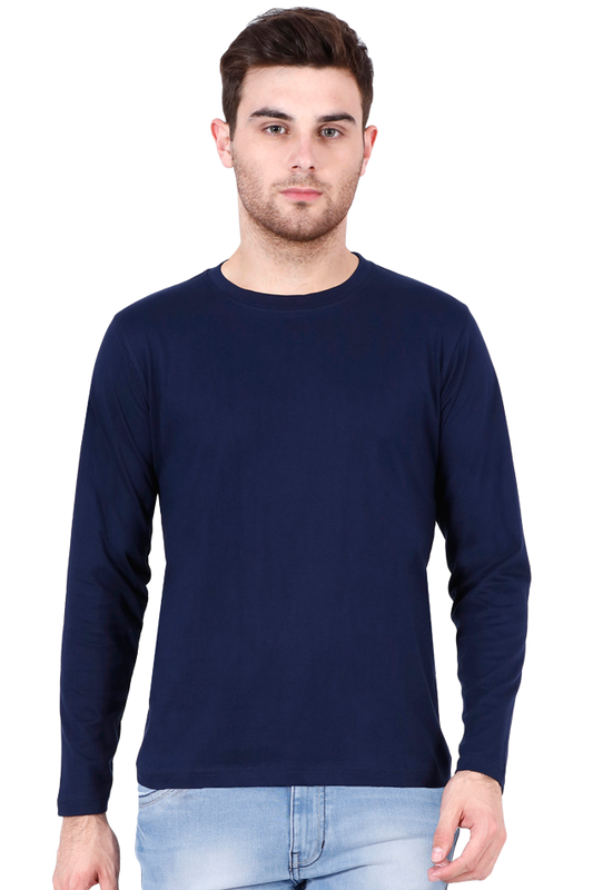Male Round Neck Full Sleeve Tee Navy Blue