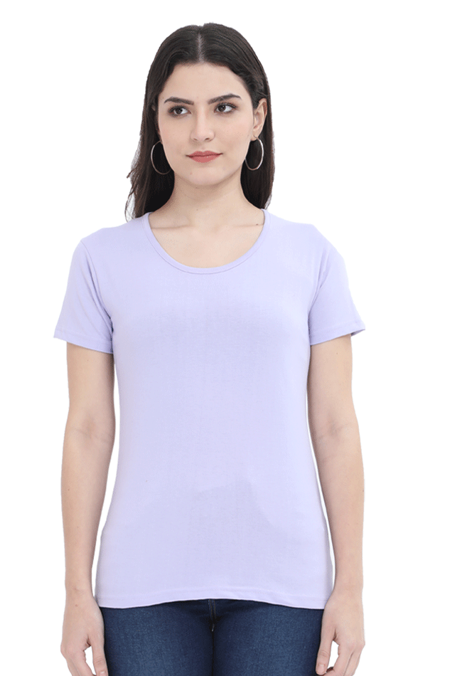 Female Round Neck Half Sleeve Classic T-Shirt Lavender