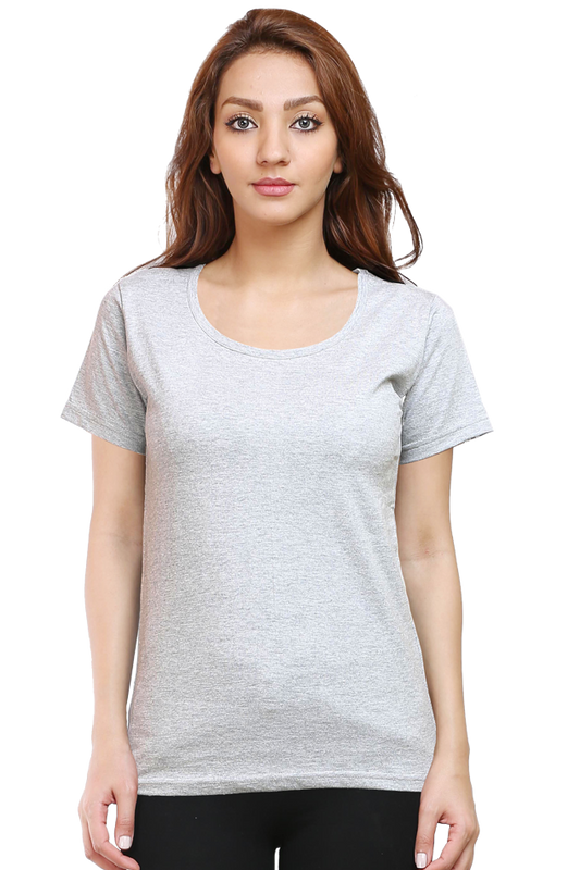 Female Round Neck Half Sleeve Classic T-Shirt Grey Melange