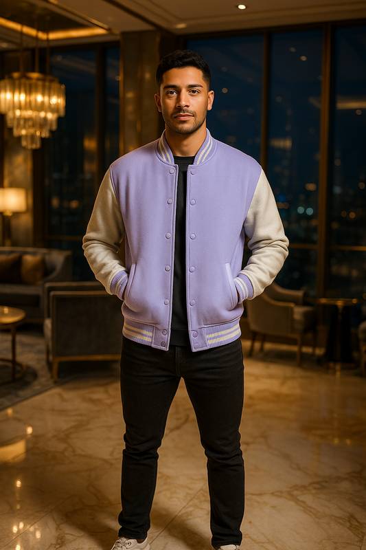 Unisex Varsity Jacket Luxury (Premium) Lavendar