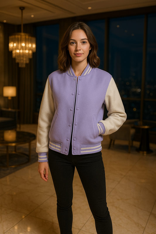 Unisex Varsity Jacket Luxury (Premium) Lavendar