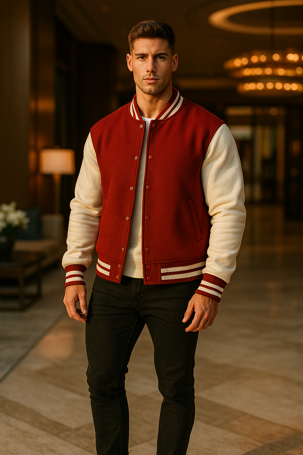 Unisex Varsity Jacket Luxury (Premium) Red