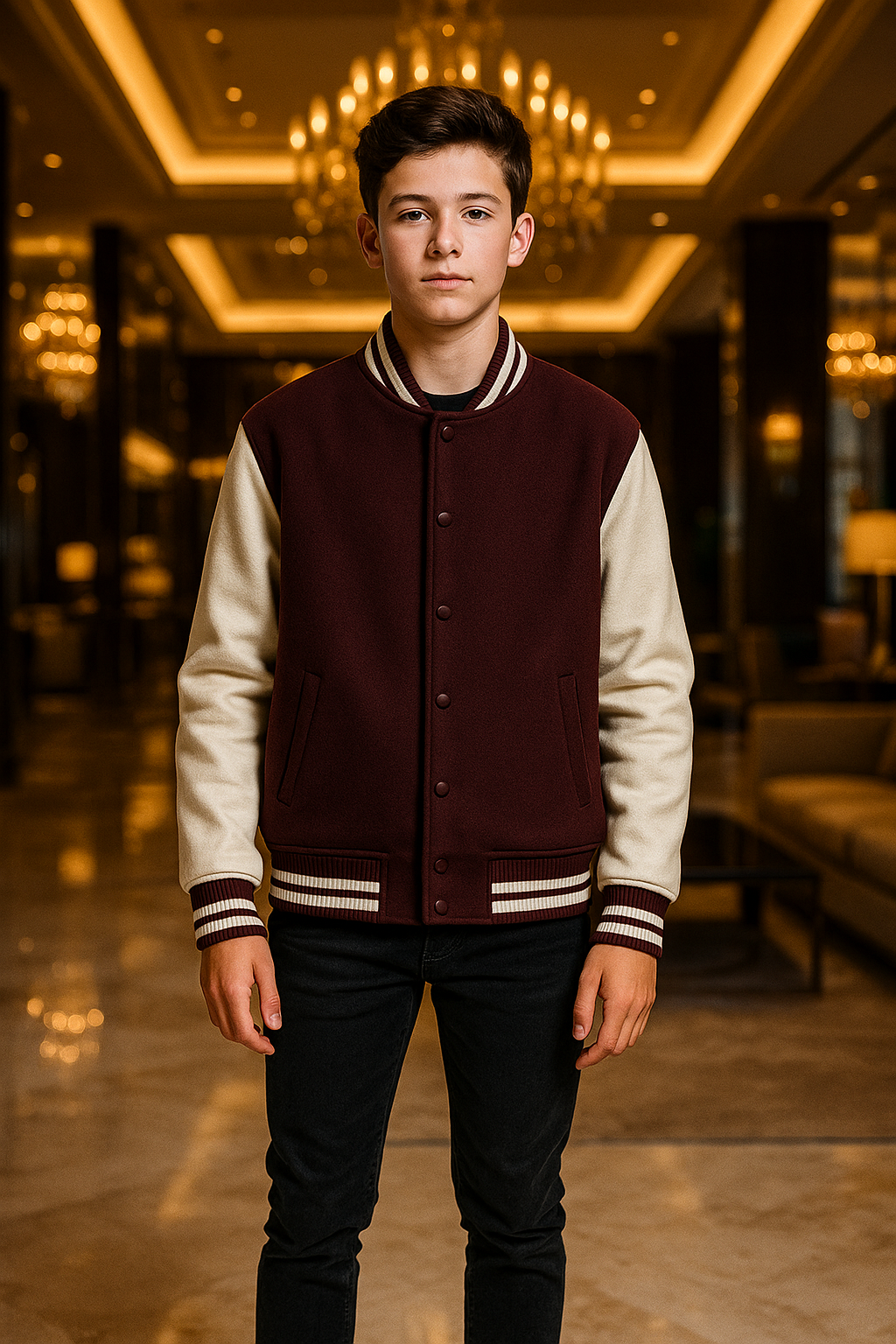 Unisex Varsity Jacket Luxury (Premium) Maroon