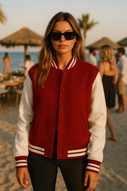 Unisex Varsity Jacket Luxury (Premium) Red