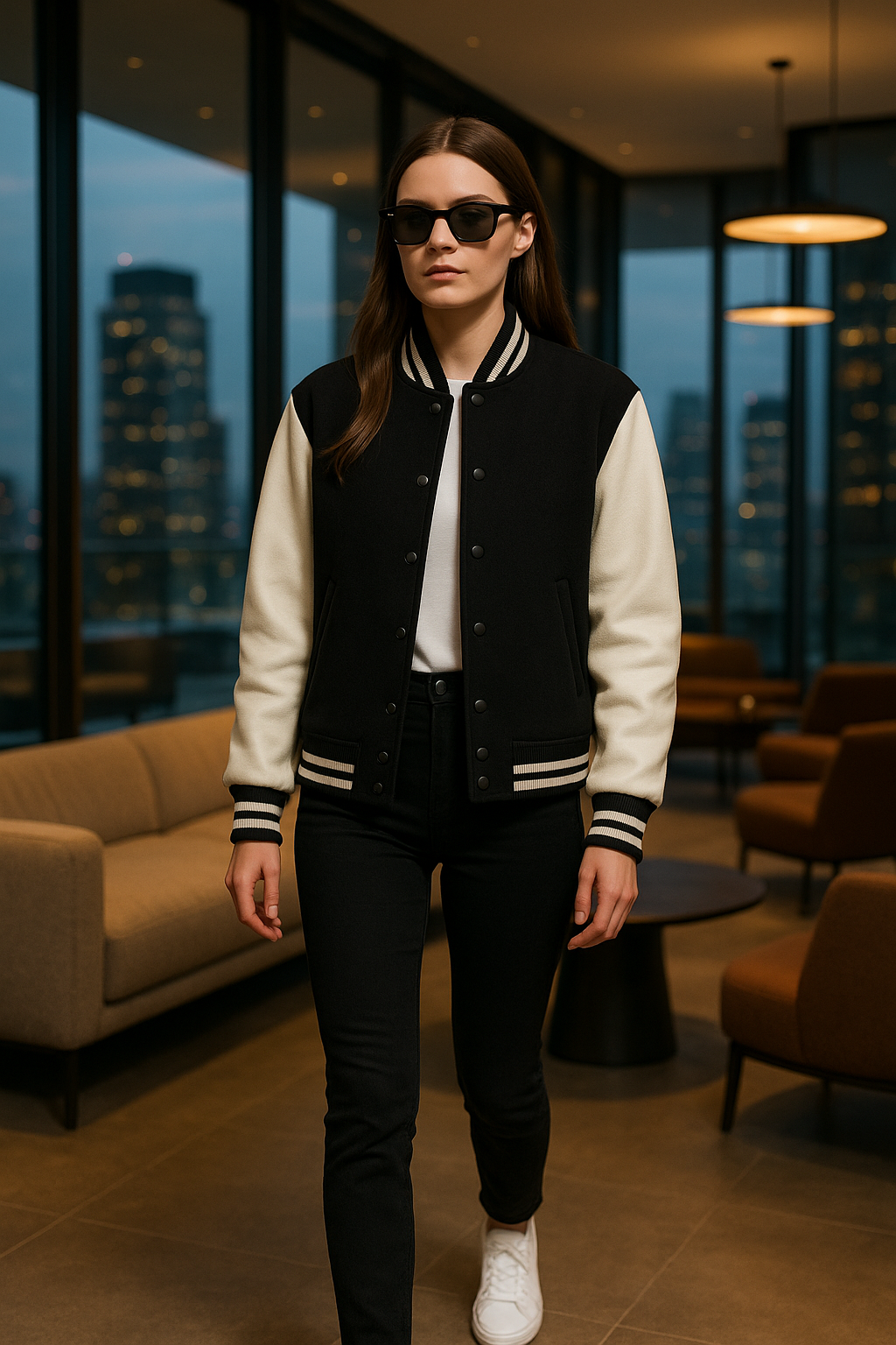 Unisex Varsity Jacket Luxury (Premium) Black