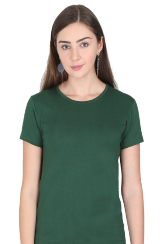 Female Round Neck Half Sleeve Classic T-Shirt Bottle Green