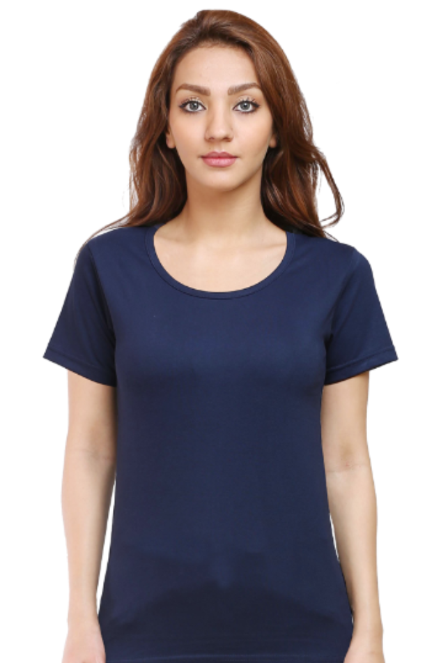 Female Round Neck Half Sleeve Classic T-Shirt Navy Blue