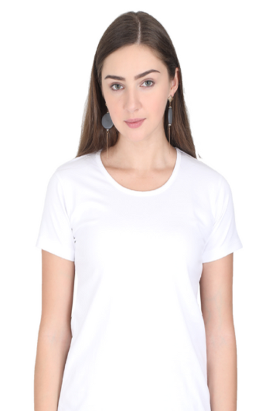 Female Round Neck Half Sleeve Classic T-Shirt White