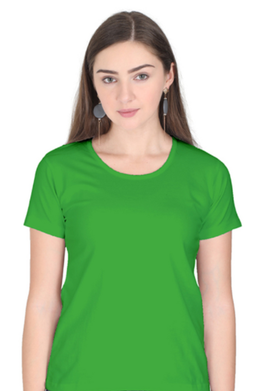 Female Round Neck Half Sleeve Classic T-Shirt Flag Green
