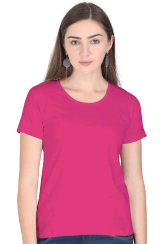 Female Round Neck Half Sleeve Classic T-Shirt Pink