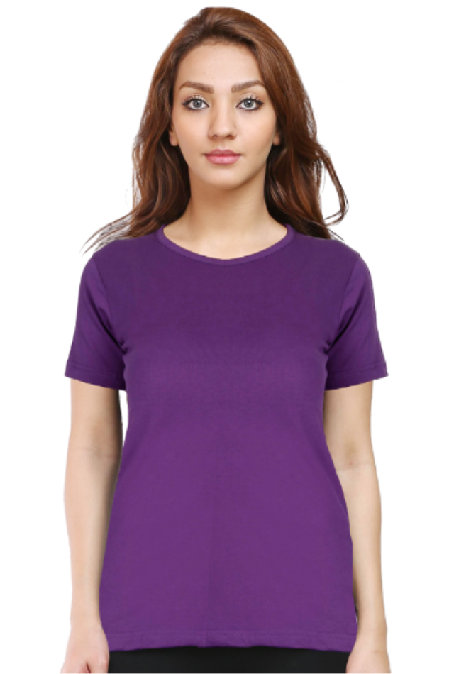 Female Round Neck Half Sleeve Classic T-Shirt Purple
